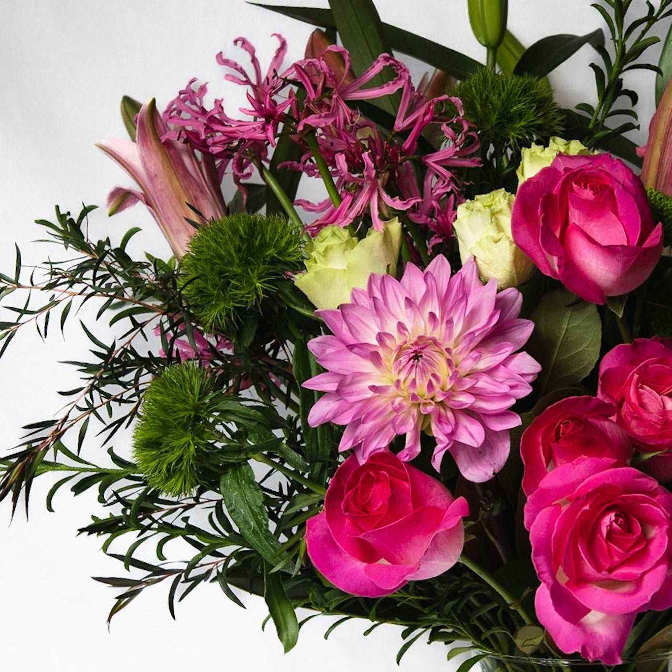 Let us design for you a dreamy bouquet of seasonally fresh bright pink and green floral vibes for that someone special.
