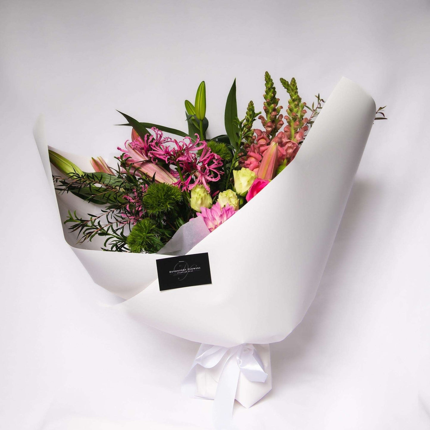 Let us design for you a dreamy bouquet of seasonally fresh bright pink and green floral vibes for that someone special.