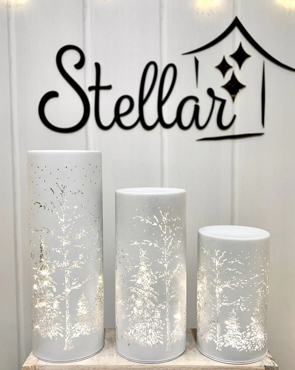 Stellar Haus White Forest Scape Noel Lantern