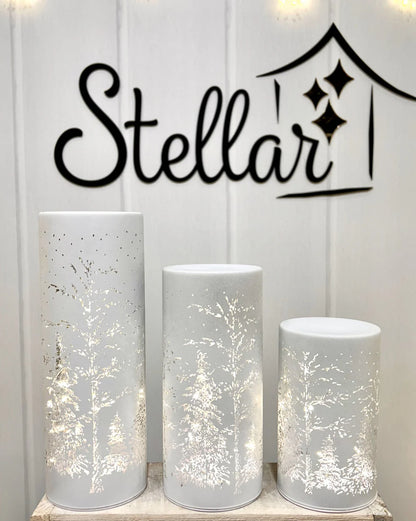 Stellar Haus White Forest Scape Noel Lantern