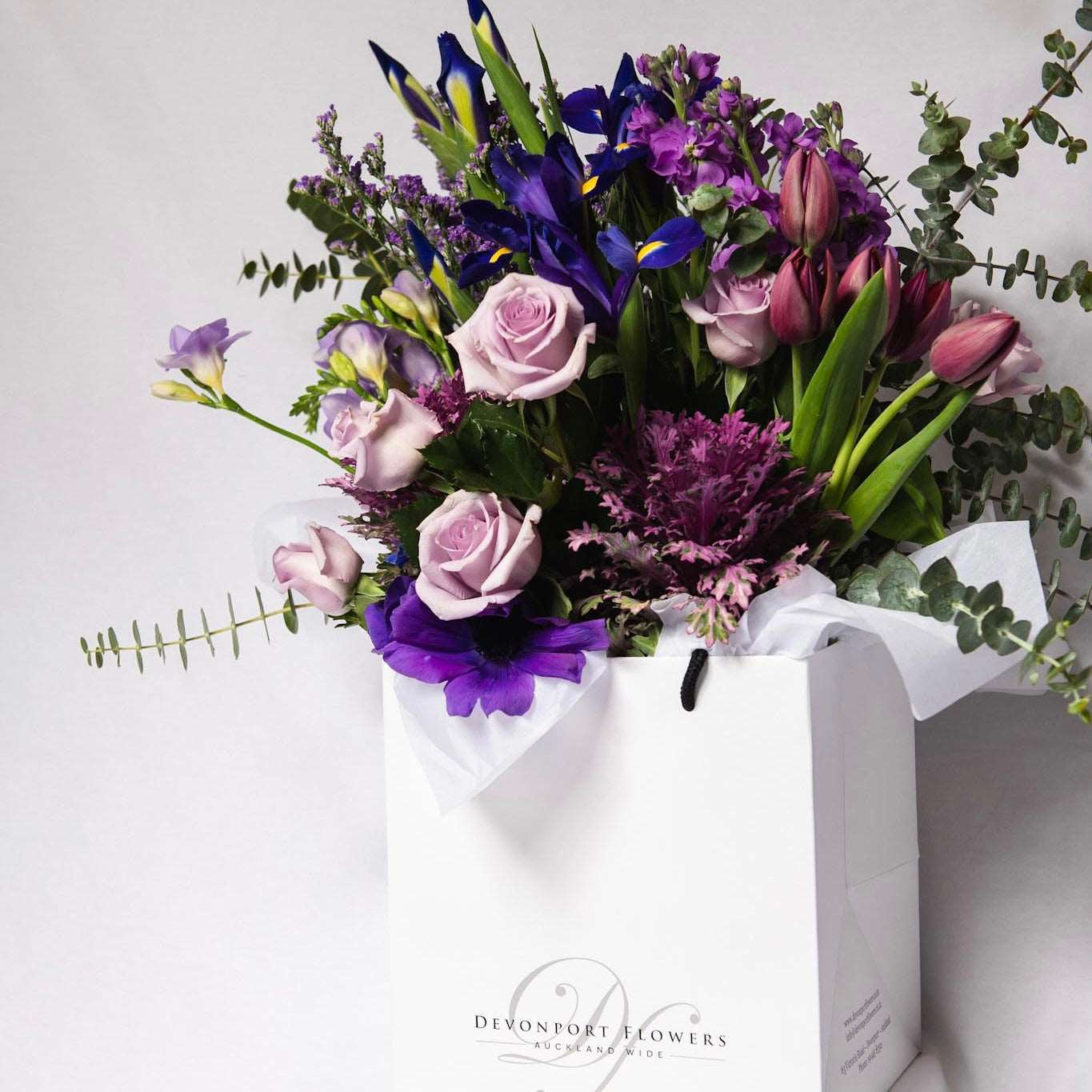 Let us design for you a dreamy bouquet of seasonally fresh violet floral vibes for that someone special.